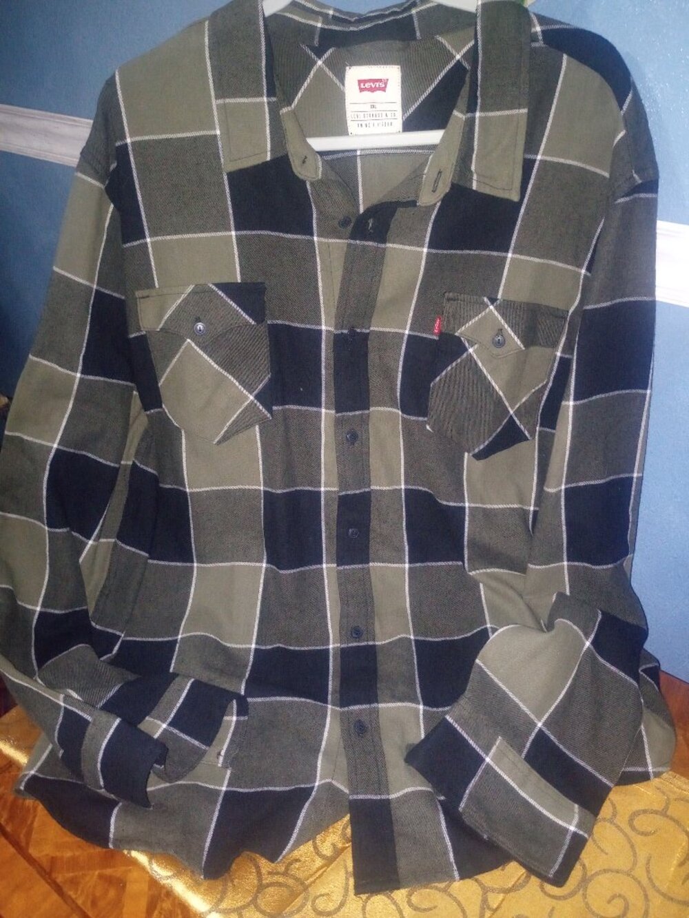 Levi Man Green Plaid Shirt